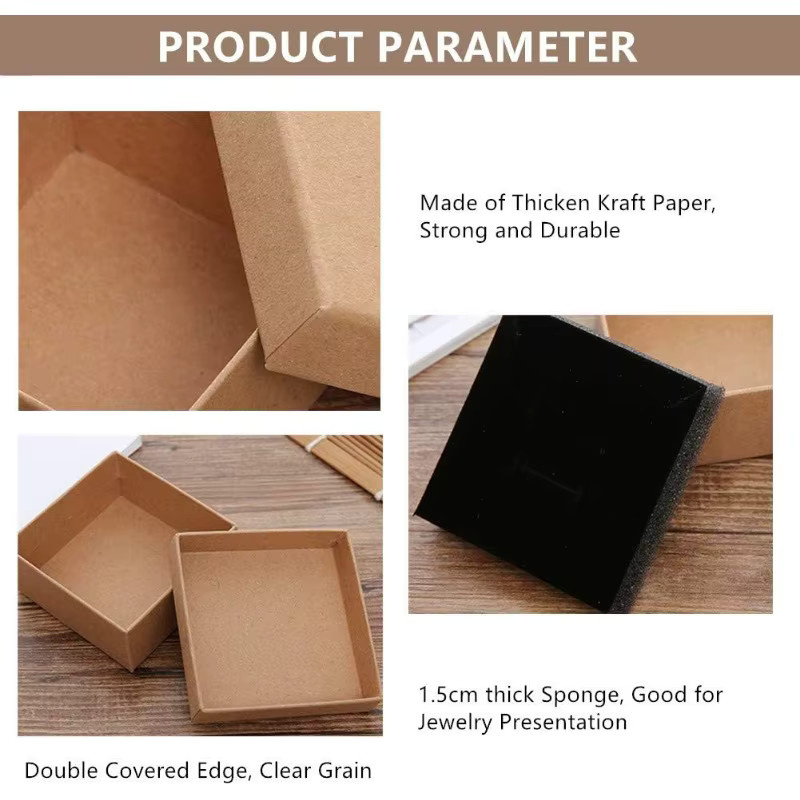 18er-Pack Schmuckboxen aus Kraftkarton in Braun für Halsketten, Ohrringe und Ringe, B/H/T: 8,13 x 5,08 x 2,29 cm - Bild 4