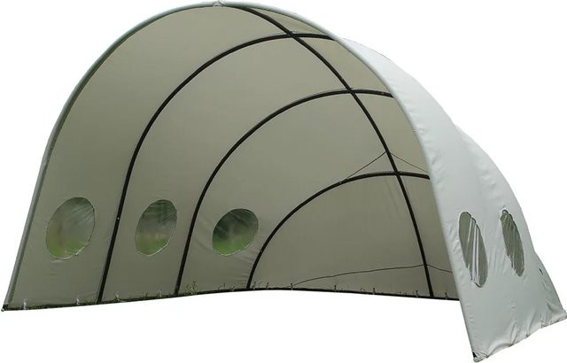 LECO Muschel Pavillon in Lichtgrau mit Polyester und Stahlrohr, B/T/H: 400 x 500 x 284 cm - Bild 1