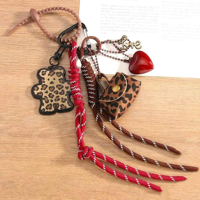 Yogodlns Schlüsselanhänger, Quasten, Leopardenmuster, Leder, PVC-Legierung - Bild 2