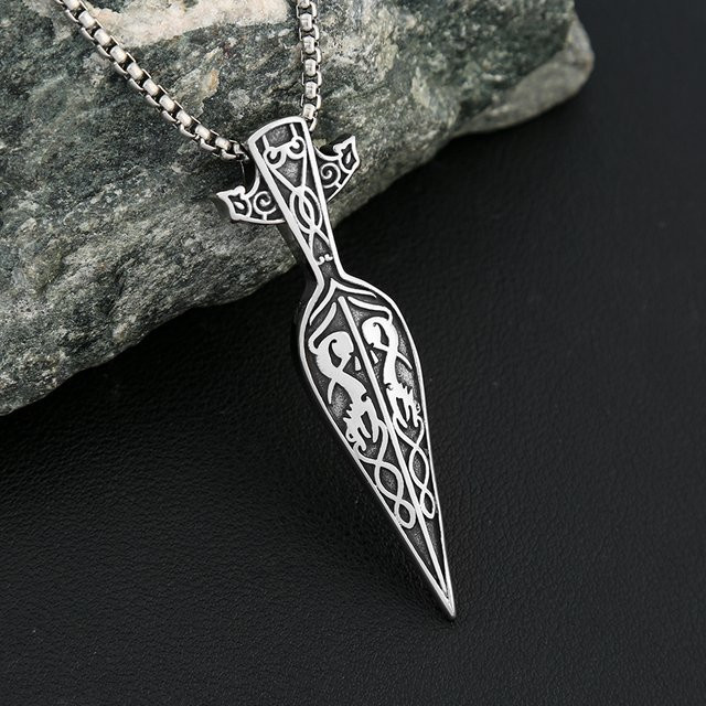 NORTHMAN Halskette, Edelstahl, Silber, Viking Schwert Speer Anhänger, Unisex - Bild 1