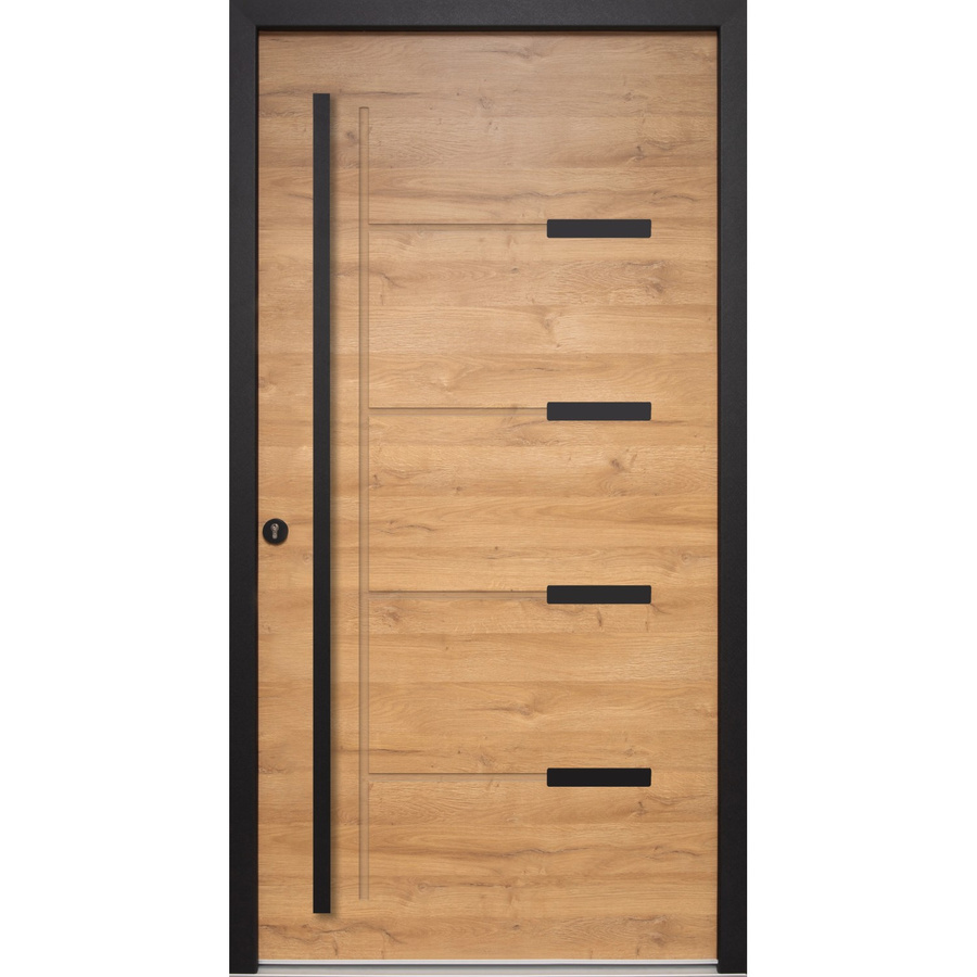 Splendoor Haustür ThermoSpace Oslo Prime Woodeffect in Braun oder Schwarz mit Glaseinsatz, modern, B: 110 cm, H: 210 cm, Anschlag Links - Bild 2