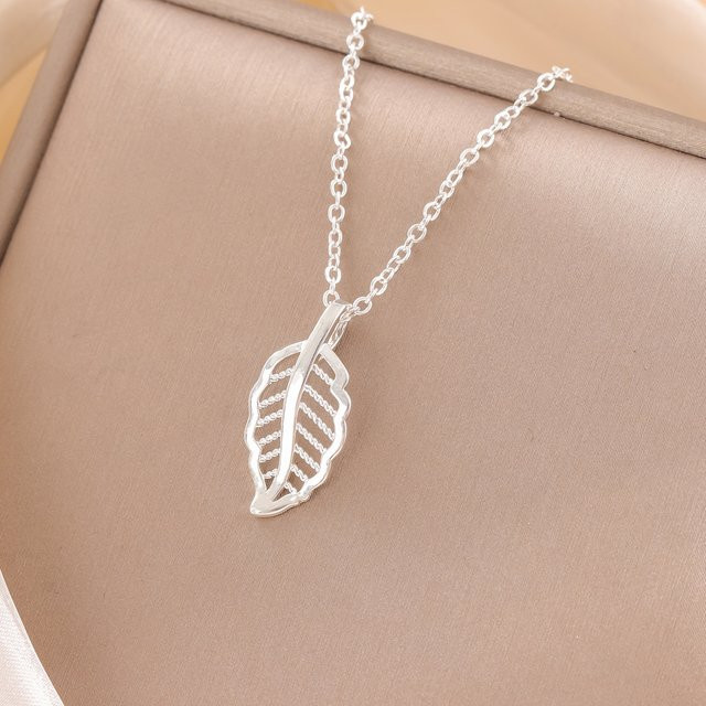 Halskette 925 Silber, Blatt, Damen - Bild 1