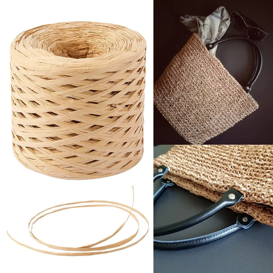 Beiges Raffia-Garn aus Papier für DIY Bastelarbeiten und Hochzeitsdekoration, 200 m - Bild 2