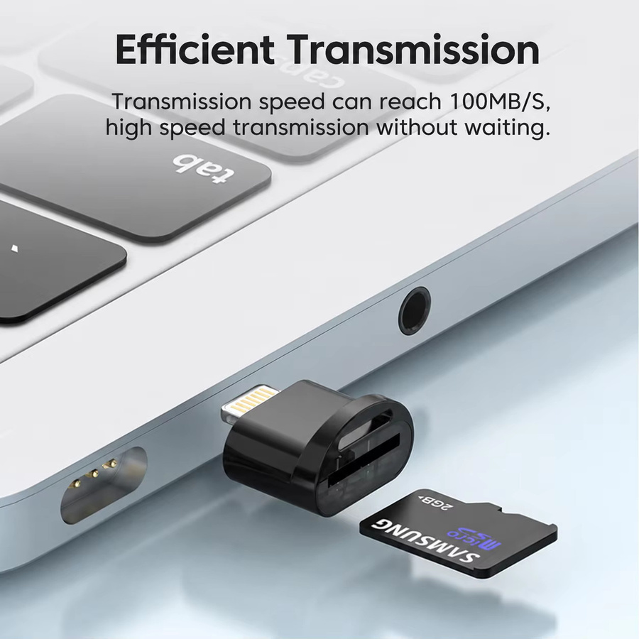 Lightning-zu-TF-Kartenleser für iPhone und PC, Hochgeschwindigkeits-Speicherlesegerät mit OTG-Unterstützung, Schwarz - Bild 4