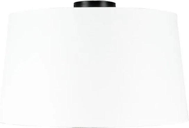 QAZQA Deckenleuchte Mattschwarz mit weißem Lampenschirm, dimmbar, E27, Durchmesser: 45 cm - Bild 1