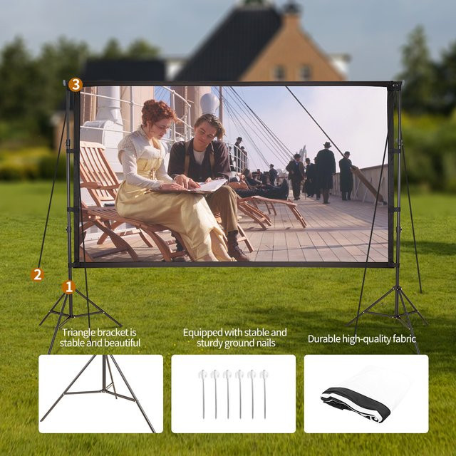 SH Tragbarer Outdoor-Projektionsständer mit Beamer-Leinwand, leichtgewichtig und windbeständig - Bild 1