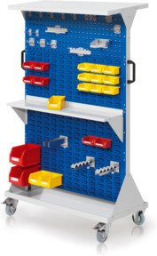 Kappes RasterMobil Rollbarer Rollcontainer Größe 4 in Grau und Blau mit 2 Lochplatten und 6 Schlitzplatten, Höhe: 162 cm - Bild 1