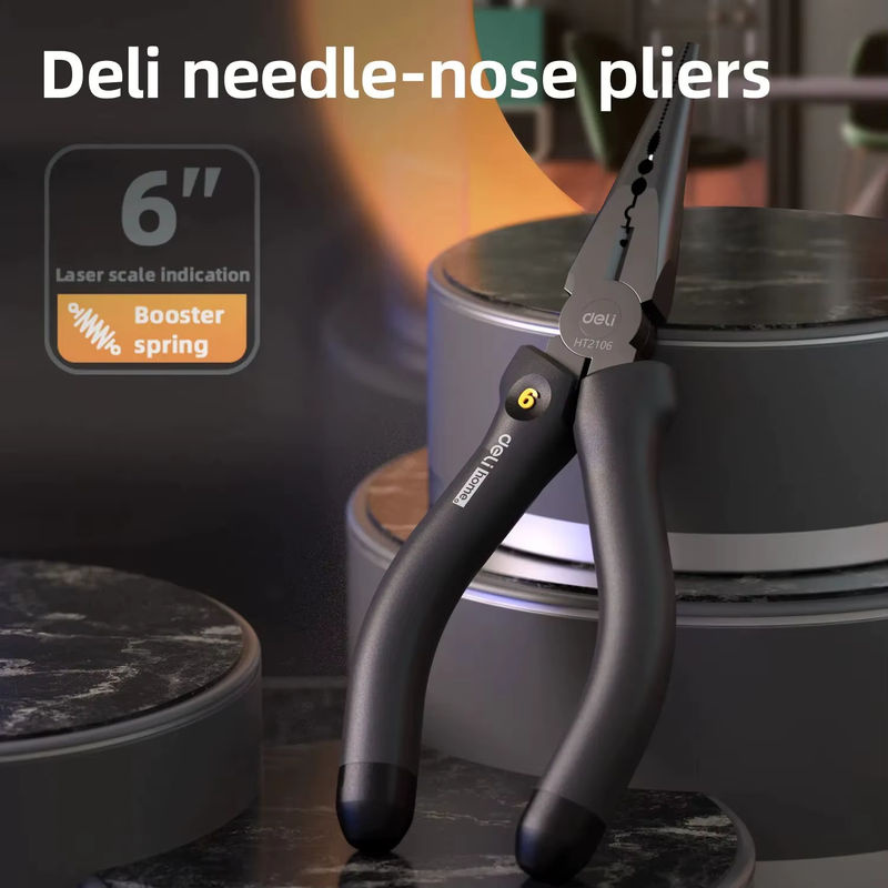 Deli Multifunktions-Spitzzange 6 Zoll mit schwarzem Griff zum Schneiden, Klemmen und Abisolieren für Elektriker und Reparaturen - Bild 3