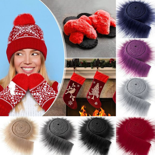 Roter Kunstpelz Stoff in Rollenform für Kunsthandwerk und Winterkostüme - Bild 1