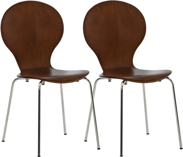 DELUKE 2er Set Besucherstuhl ATHENS Konferenzstuhl und Bürostuhl in Braun mit Holz und Metall, B/T/H: 43 x 45 x 86 cm - Bild 1