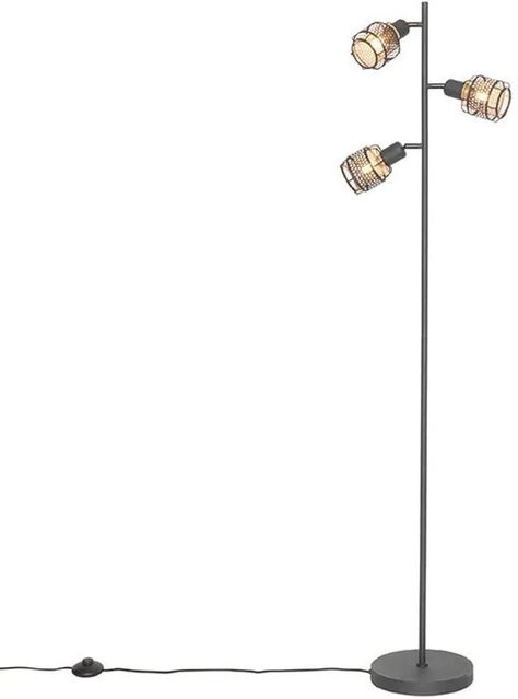 QAZQA Design Noud Stehlampe 3-flammig in Schwarz und Gold mit E14 Fassung - Bild 1