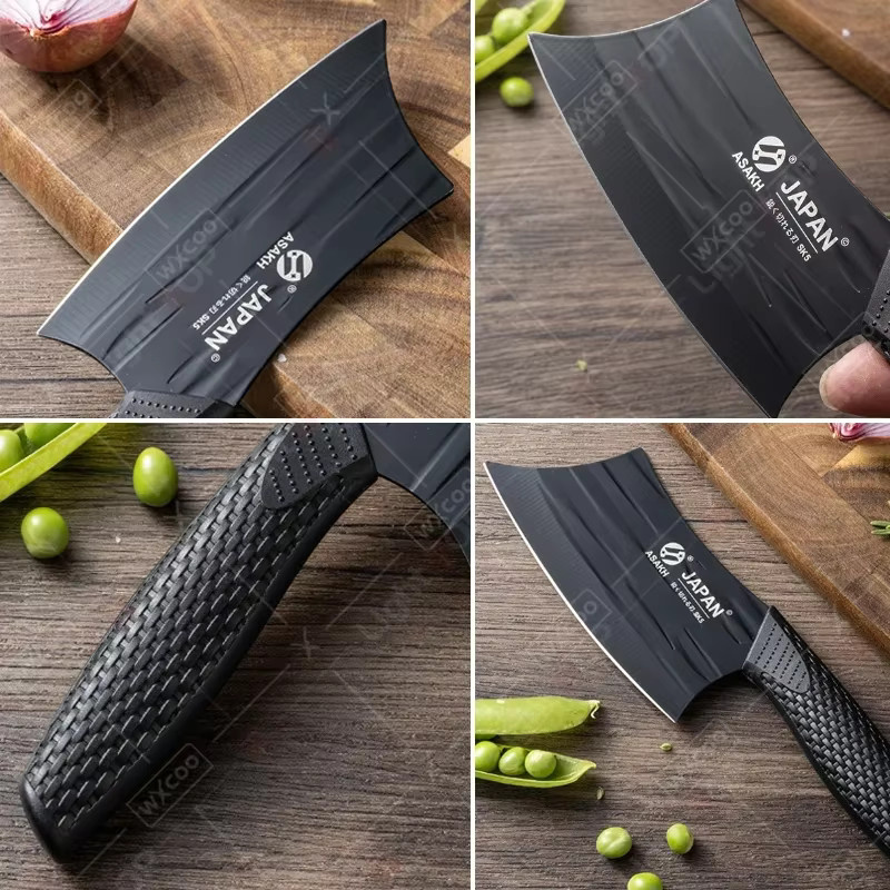 WXCOO Fleischbeil aus Edelstahl in Silber und Schwarz als professionelles Küchenmesser zum Schneiden von Fleisch, Gemüse und Obst - Bild 5
