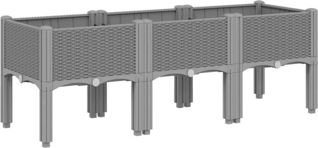 vidaXL Pflanzkasten mit Beinen in Hellgrau mit Rattan-Optik aus Polypropylen, B/T/H: 120 x 40 x 42 cm - Bild 1