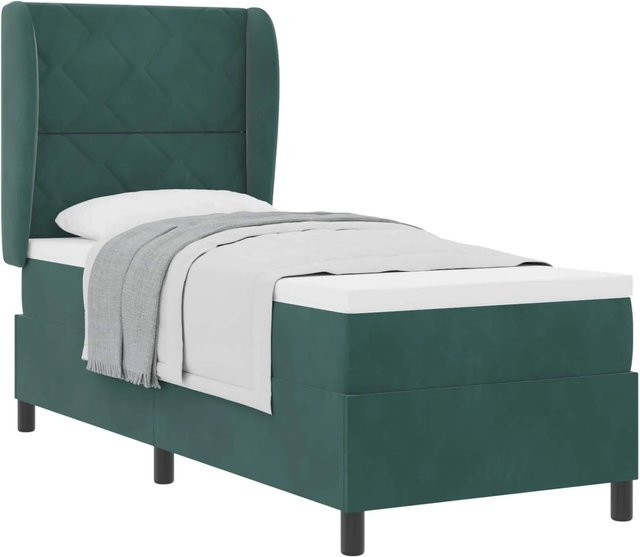 vidaXL Boxspringbett mit Matratze in Dunkelgrün aus Samt, B/T: 80 x 200 cm - Bild 1