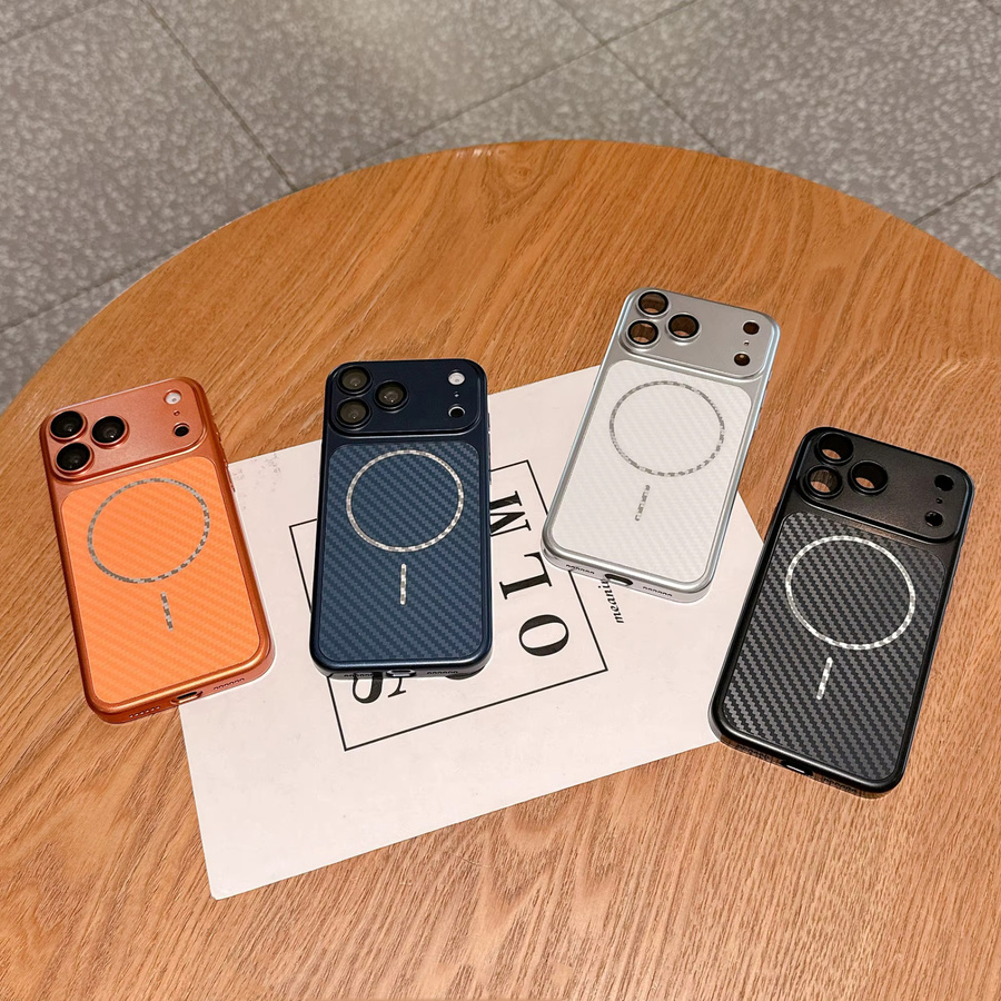 Magnetische Saugnapf-Handyhülle mit matter Anti-Fingerabdruck-Beschichtung für Apple iPhone 17 16 15 14 13 12 Pro Max, Sturzsichere Abdeckung, Orange - Bild 2