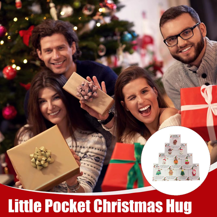 10 Stück Weihnachts-Mini-Umarmelkarten mit bunten Harzornamenten in Herzform als Grußkarten und Weihnachtsgeschenke - Bild 2