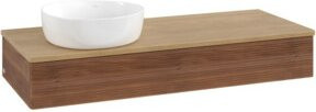 V&B Antao Waschtischunterschrank mit Frontstruktur und LED-Beleuchtung, Farbe Eiche Honig Braun, B/T/H: 120 x 50 x 19 cm - Bild 1