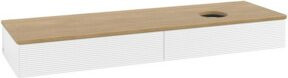 V&B Waschtischunterschrank Antao mit Frontstruktur und Beleuchtung, Farbe Eiche Honig und Weiß lackiert, B: 160 cm, T: 50 cm - Bild 1