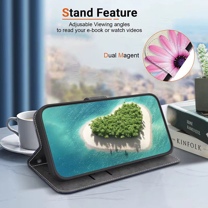 JESSLEI Stand Flip Wallet Case Leder Schutzhülle für iPhone 11 12 13 14 15 16 17 Pro Max XR Plus 16e 17 Air - Bild 3
