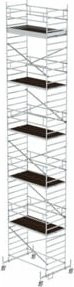 MUNK Rollgerüst aus Aluminium in Silber mit Fahrbalken und Doppel-Plattform, B/T/H: 135 x 245 x 135 cm, Plattformhöhe: 13,45 m - Bild 1