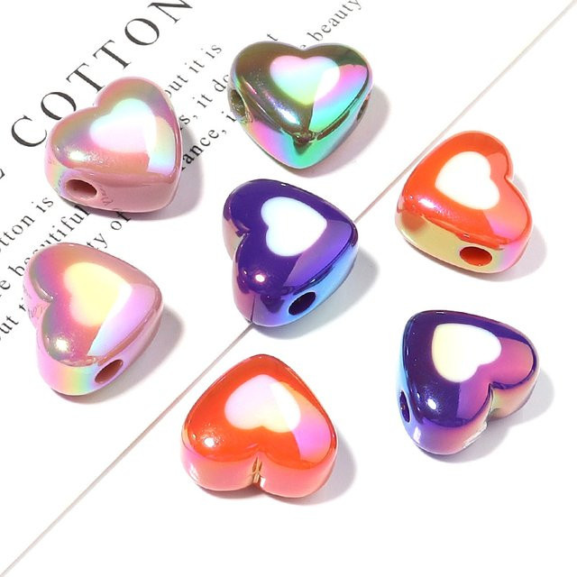 Linsoir Beads Acryl Herz Perlen, doppelte Farbe, Spacer Perlen - Bild 1