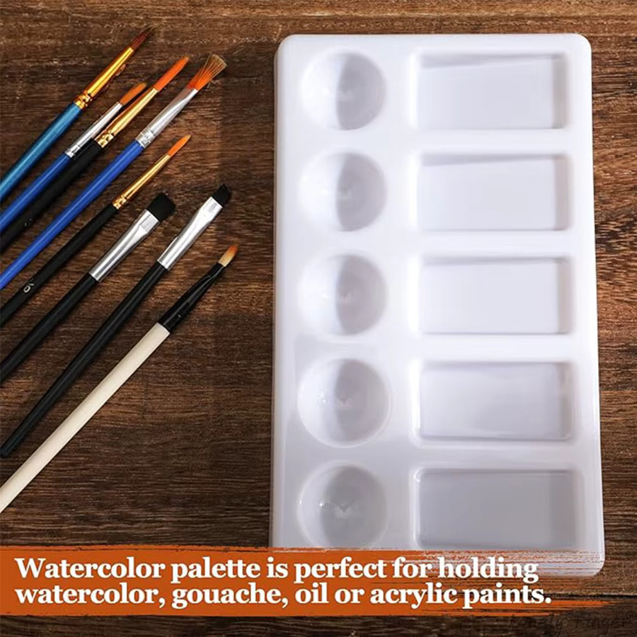 6er Set Lonely Finger Kunststoff-Farbpalette in Weiß mit 10 Wells für Aquarell und Ölfarben - Bild 3