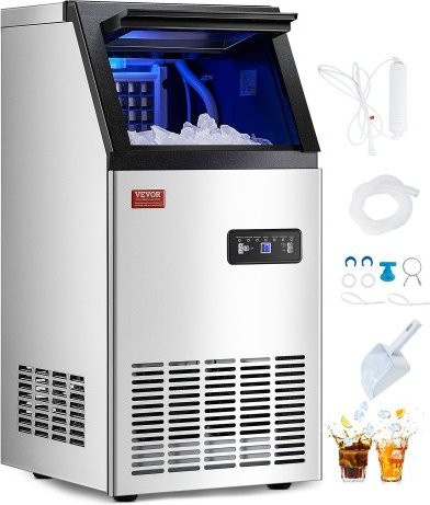 VEVOR Kommerzieller Eiswürfelbereiter mit LED-Digitalanzeige, 36 kg Eisproduktion pro 24 Stunden, 12,7 kg Speicherkapazität, Selbstreinigungsfunktion, Freistehend - Bild 1