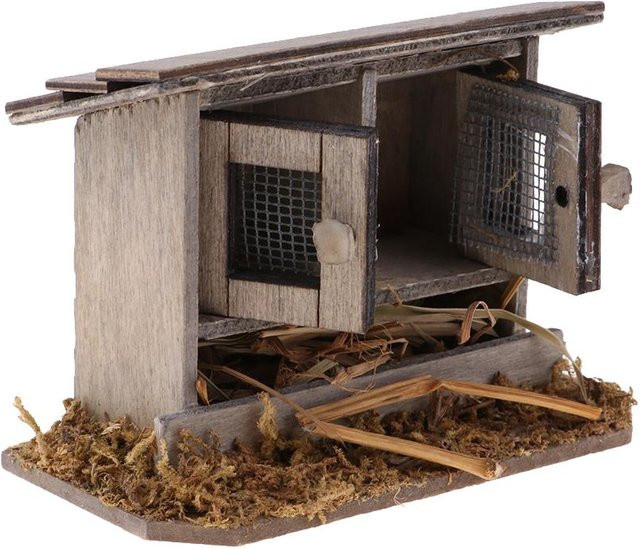 Miniaturen Puppenhaus Holzsimulation Hühnerstall Dekoration, black - Bild 1
