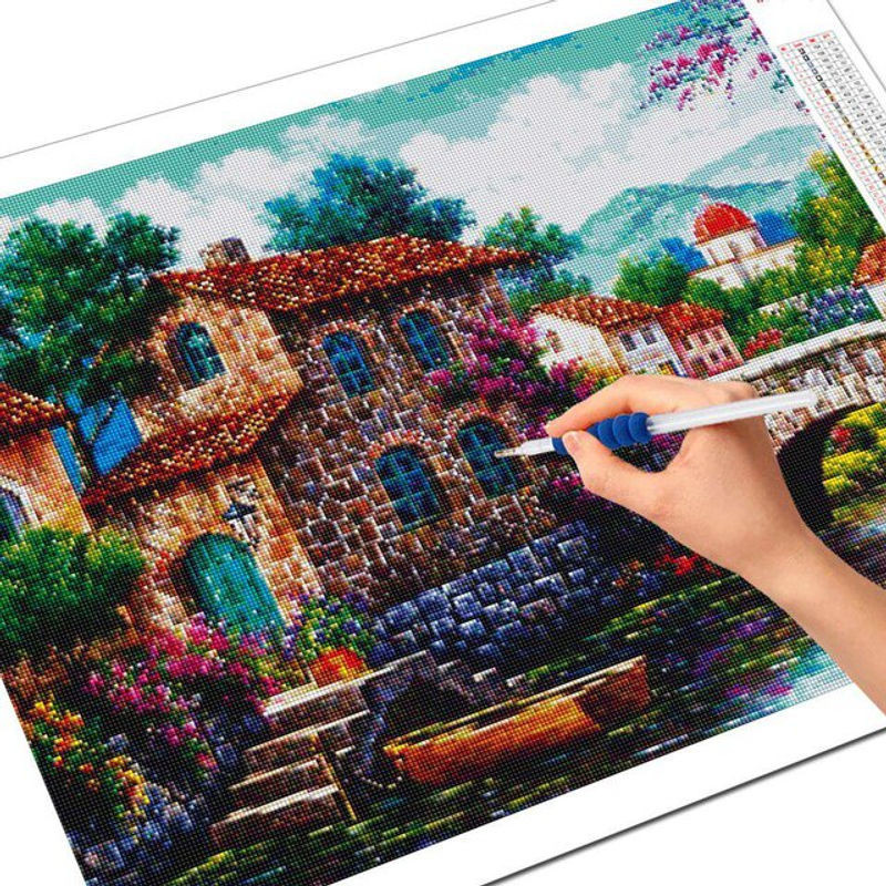 FIYO Diamond Painting Set Landschaft Motiv als DIY Malerei mit Full Square Steinchen, Mehrfarbig, B: 30 cm x H: 20 cm - Bild 1