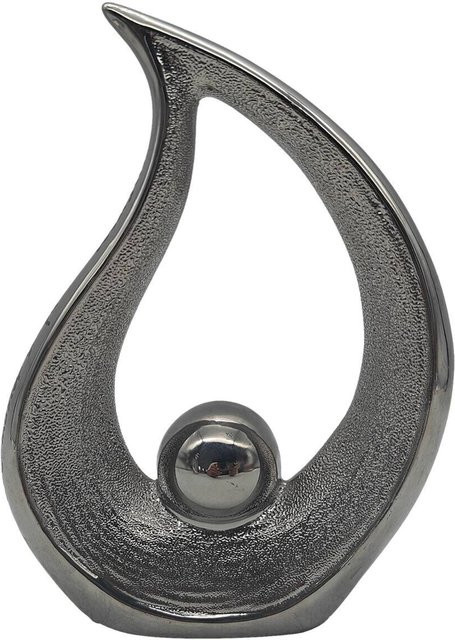 POCOline Deko-Herz aus Porzellan in Silber, B/H/T: 4,5 x 20,3 x 14,8 cm - Bild 1