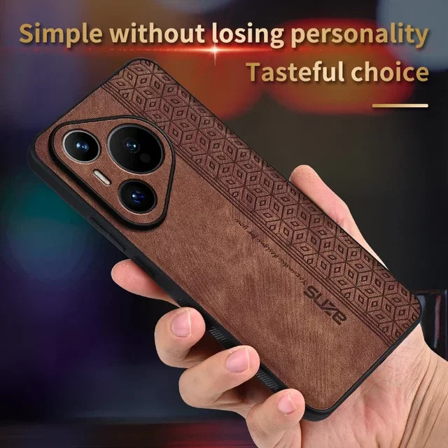 EUCAGR Elite stoßfeste Handyhülle aus PU-Leder für Huawei Pura 70 80 Ultra, Pura 80 70 Pro, Pura 80 und P60 in Schwarz - Bild 1