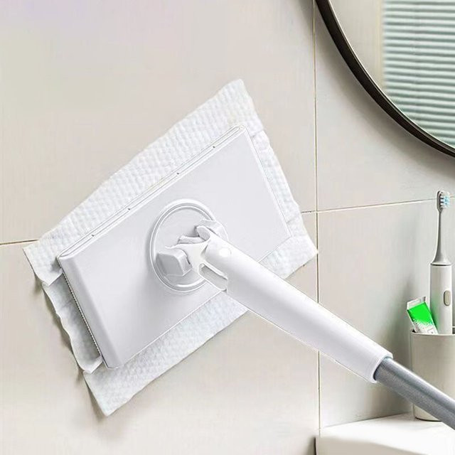VIBRATITE Multifunktionaler Mini Mopp mit 360 Grad Rotation aus Mikrofaser in Weiß zur Staubentfernung und Reinigung von Fenstern, Fliesen, Böden, Wänden und Schränken - Bild 1