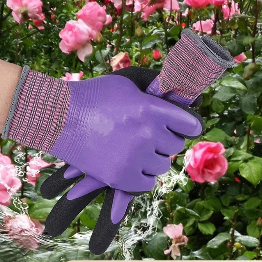 Schützende Latex-Arbeitshandschuhe in Lila für Reinigung, Küche und Gartenarbeit - Bild 2