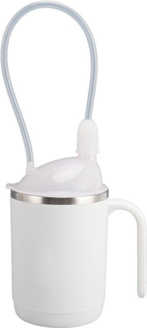 Koogeelife Genesungsbecher mit Strohhalm aus 304 Edelstahl und Silikon, Farbe: Weiß, Volumen: 450 ml - Bild 1