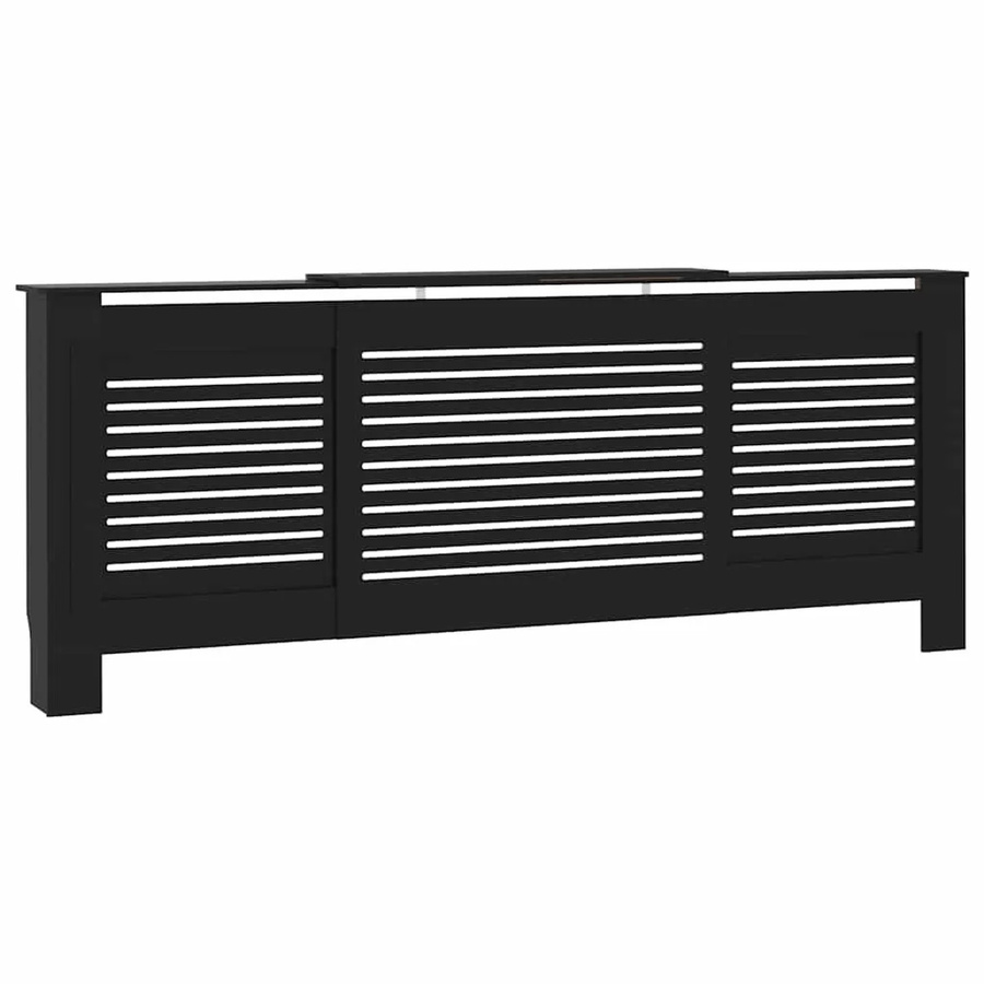 vidaXL Heizkörperverkleidung aus MDF in Schwarz im modernen Lattenrost-Design, Höhe: 81,5 cm, Breite: 142 cm, Tiefe: 20,5 cm - Bild 2