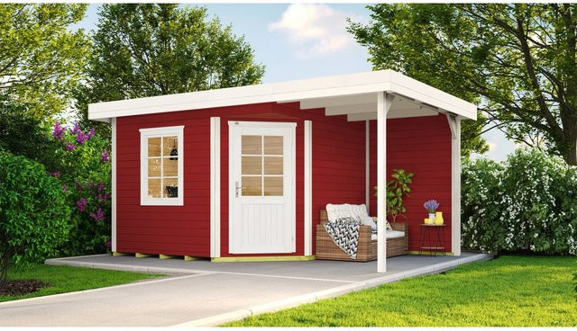 WEKA Holz-Gartenhaus 213 mit Flachdach in Rot, B/H/T: 442 x 237 x 278 cm - Bild 1