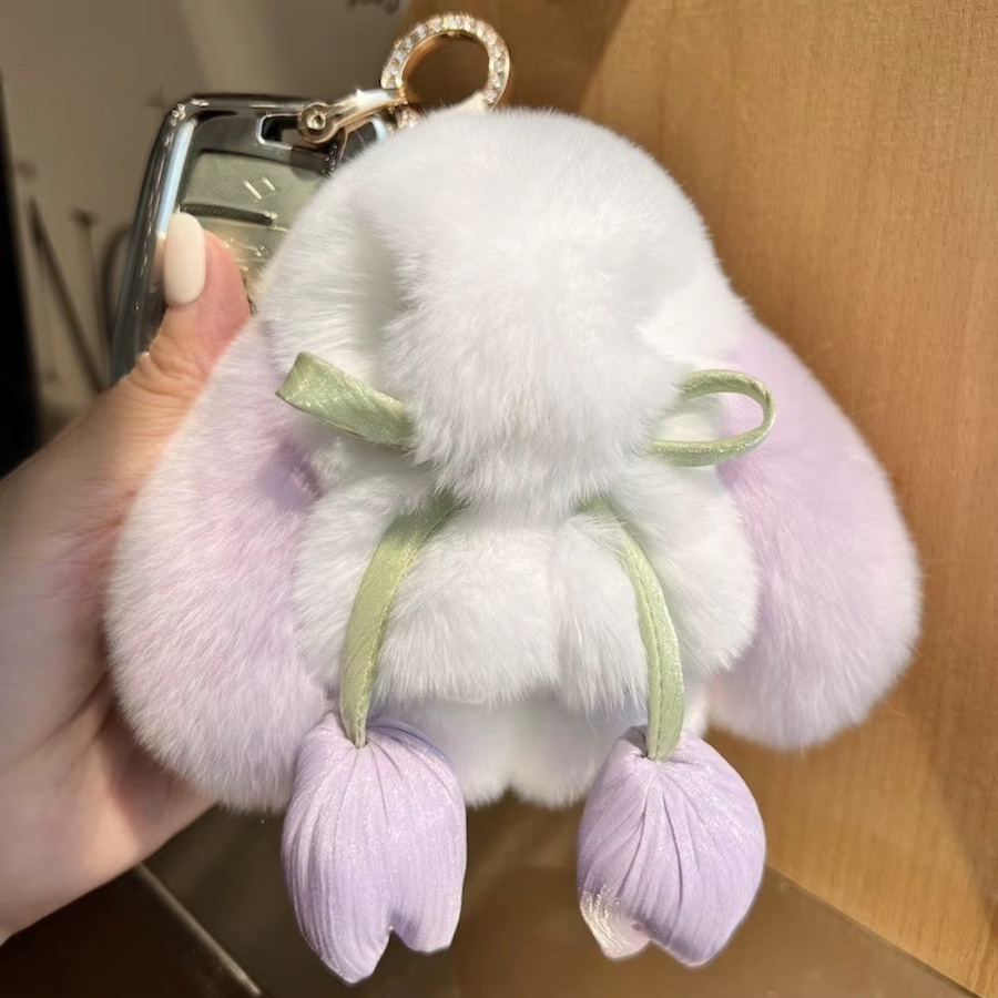 Schlüsselanhänger künstliches Kaninchenfell, Pompon, Unisex - Bild 1