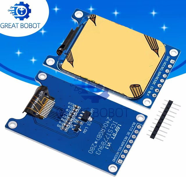 Baishundianzi BS 1,69 Zoll HD IPS TFT LCD LED-Bildschirmanzeigemodul in Blau mit 240 x 280 Auflösung, SPI-Schnittstelle und ST7789-Controller für Arduino - Bild 1