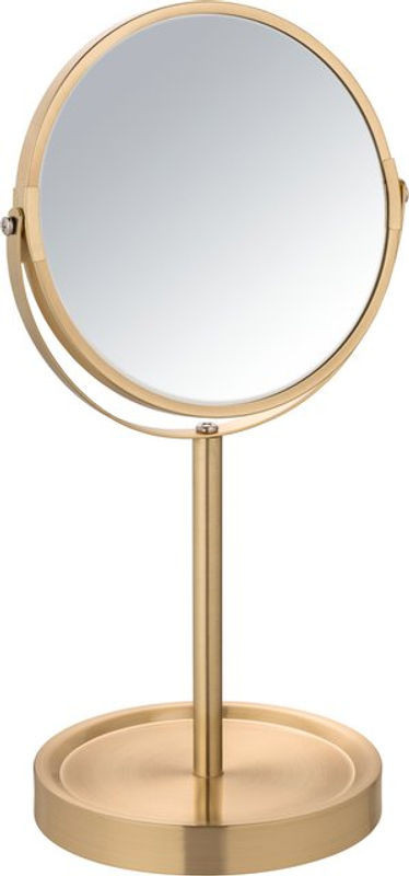 Wenko Standspiegel Alata Gold, doppelseitig mit Kippfunktion, rund, Durchmesser: 17 cm - Bild 1