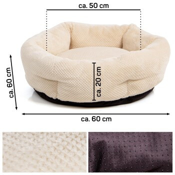 Wallace & Jones Hundebett Cloey M in Beige mit erhöhter Kante und rutschfester Unterseite, B/T/H: 60 x 60 x 20 cm - Bild 2