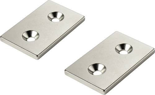 TRU COMPONENTS Permanent-Magnet Rechteckig N35 in Silber, B/H/T: 40 x 25 x 5 mm - Bild 1