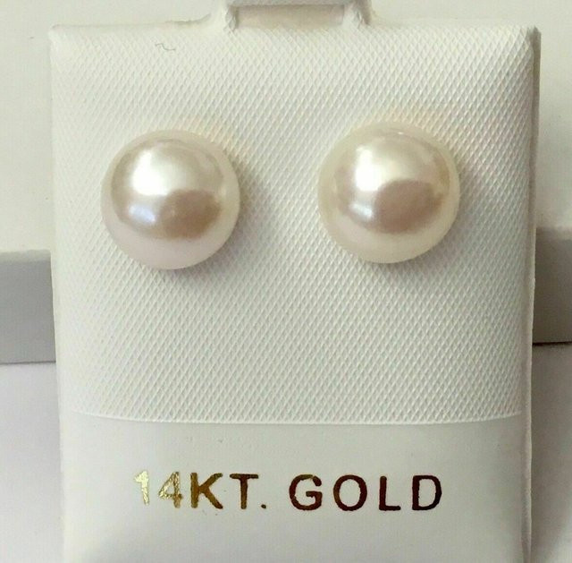 RWBUY Akoya Perlenohrringe, 14k Gold, Weiß - Bild 1
