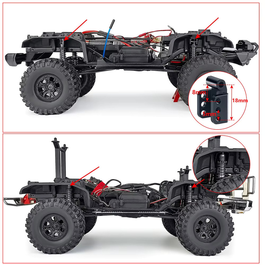 AXSPEED Metall-Stoßdämpferhalterung, verstellbare Türme, Schwarz - Bild 4