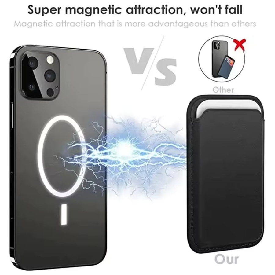 Magnetische Leder Brieftasche mit MagSafe Kartenhalter für iPhone 16 15 14 13 12 Pro Max und Samsung S24 Ultra in Lila - Bild 3