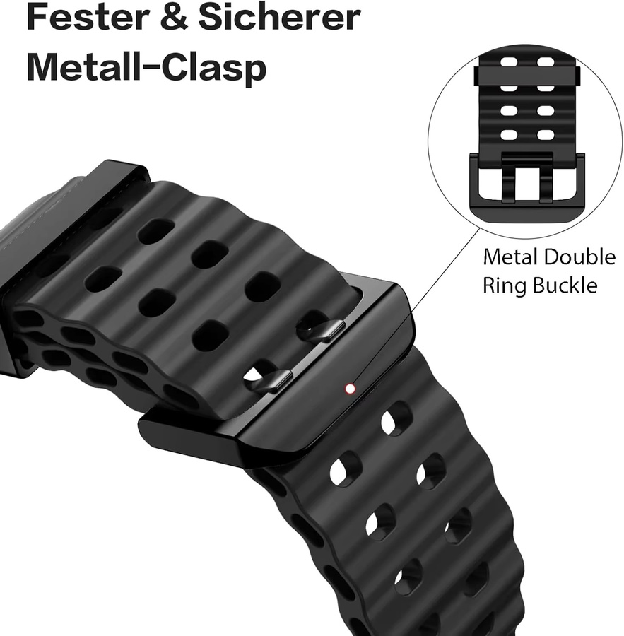 RWBANDS Uhrenarmband Silikon, Samsung Galaxy Watch Ultra 2025, 47 mm, Schwarz - Bild 3