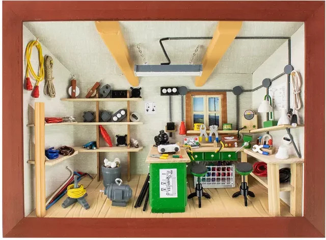 3D-Holzbild Elektriker in Braun, Schwarz und Multicolour, Rechteckig, Wandbild aus Holz, Breite: 30,0 cm, Höhe: 22,0 cm - Bild 1