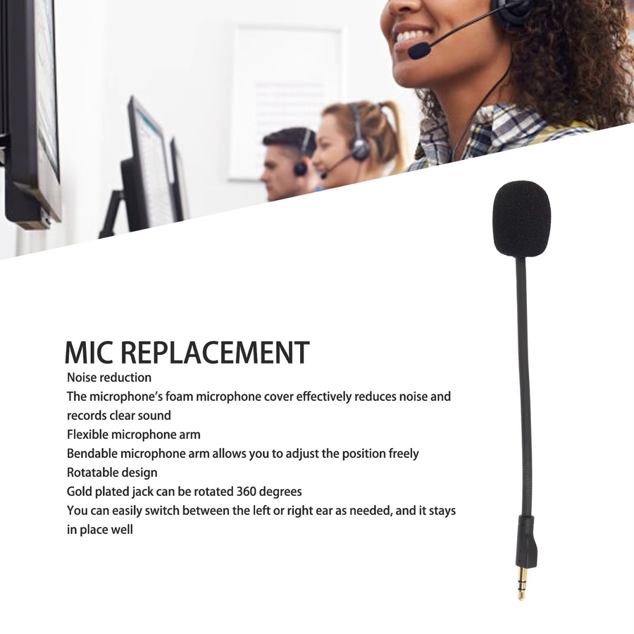 Flexibles Ersatzmikrofon für Logitech Pro und Pro X mit drehbarem 3,5mm vergoldetem Stecker in Schwarz - Bild 3