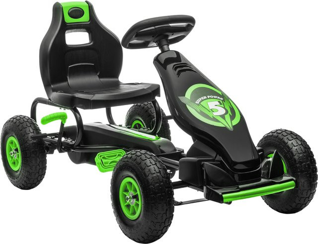 HOMCOM Gokart Kinderfahrzeug mit Pedal ab 5 Jahren grün-schwarz - Bild 1