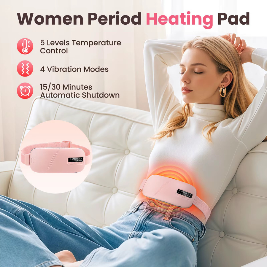 Hailicare Elektrisches Vibrations-Bauchmassagegerät mit 5 Heizstufen in Pink zur Linderung von Menstruationsbeschwerden und Rückenschmerzen - Bild 2