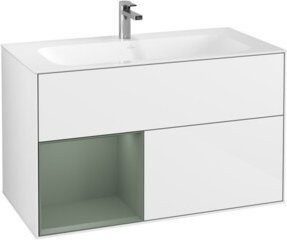 V&B Waschtischunterschrank Finion Wandbeleuchtung in Weiß lackiert, B: 99,6 cm, H: 49,8 cm - Bild 1